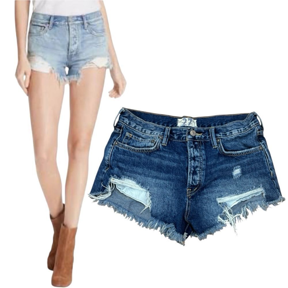 We The Free Button-fly Cut off Denim Short in Indigo Mirage Size 27
